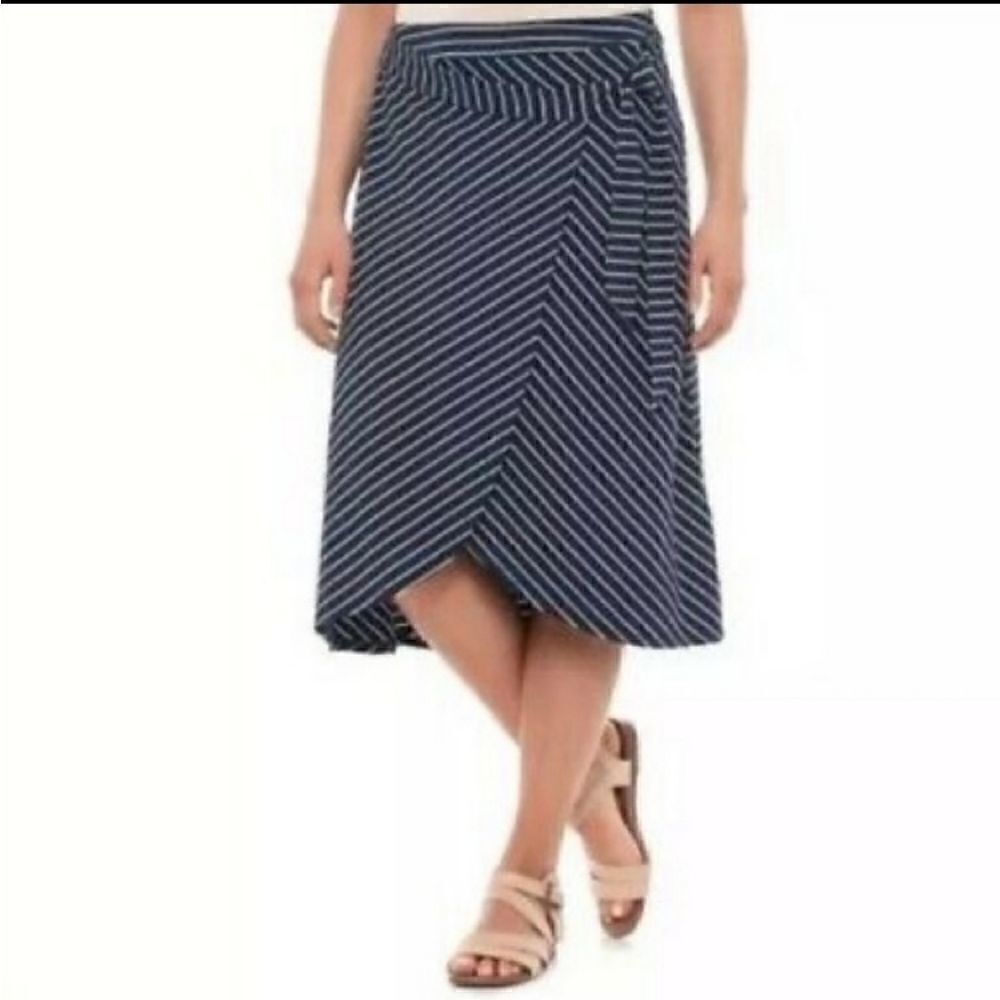 Adrienne Vittadini maxi striped wrap skirt size large